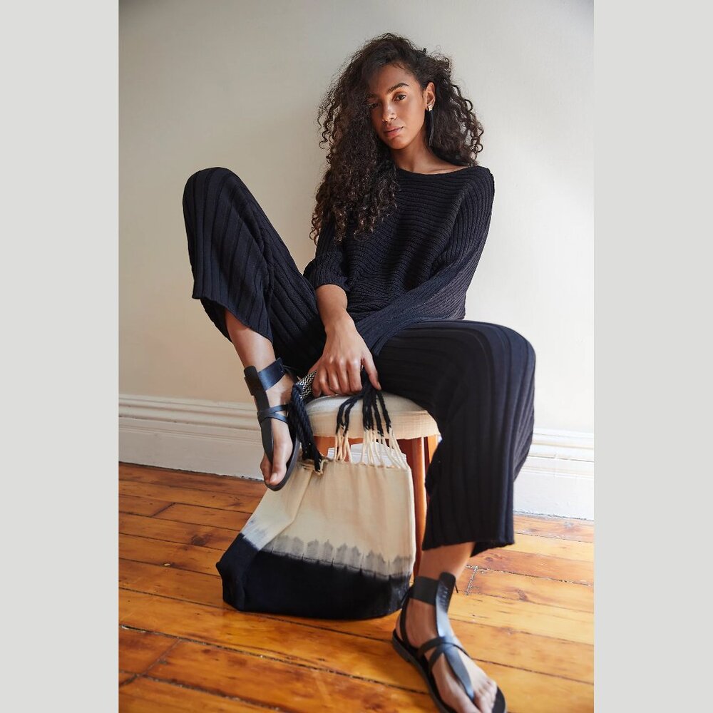 (2-piece set) Free People Imogene Ribbed Knit Sweater Set in Black size XS